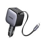 UGREEN 90W Fast Car Charger with Retractable Cable - Image 2