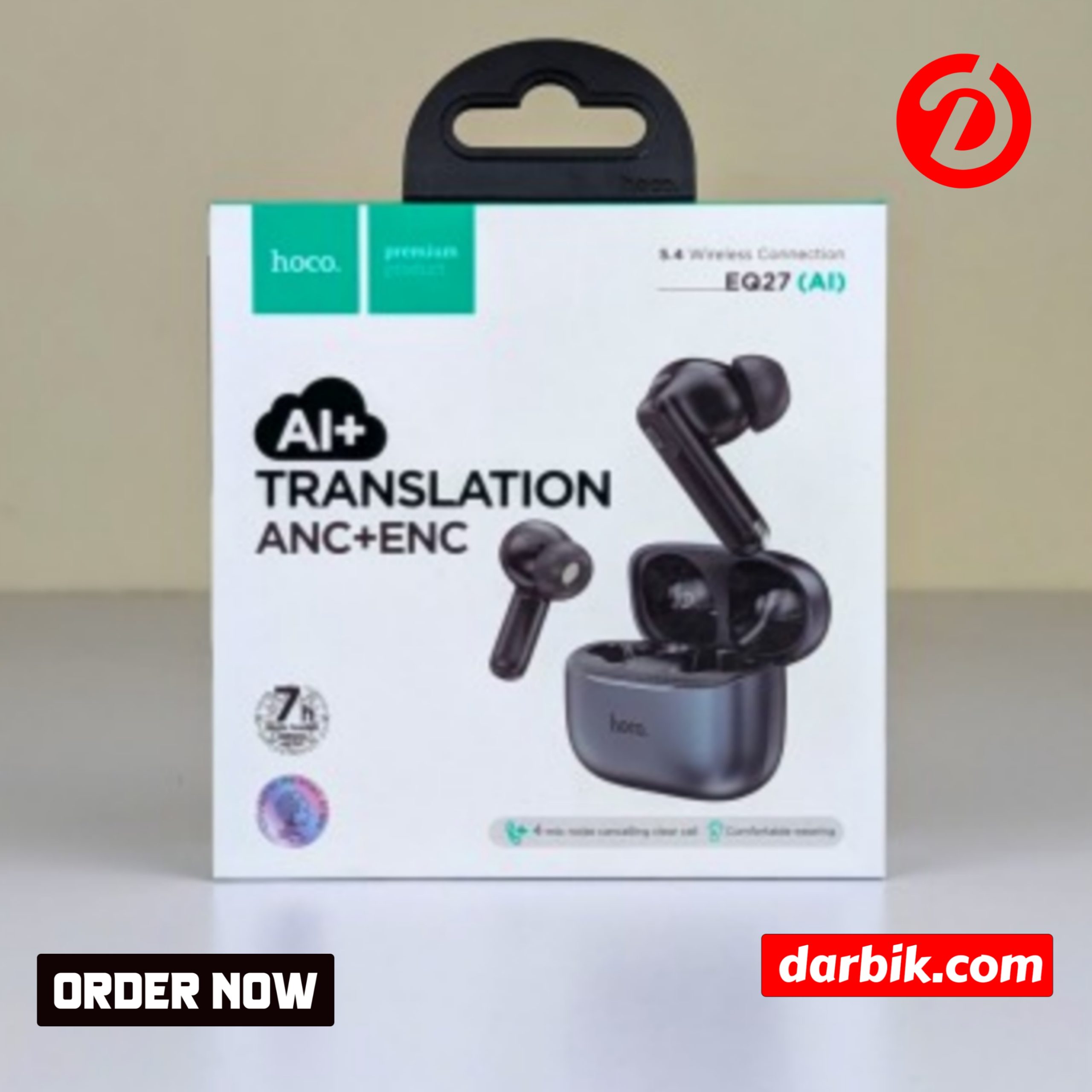 Hoco EQ27 AI ANC+ENC Smart AI Translation Earbuds – 100% Real-Time - Darbik