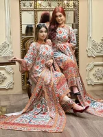 Digital Print Three - Piece Set - Dubai Silk & Butter Silk - Image 3
