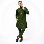 Pakistani Style Olive Color Kabli Set (Icon-3) – Trendy & Stylish Look  1040 - Image 2
