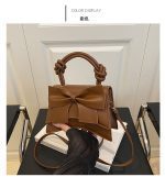Bow-Style PU Leather Shoulder Bag - Image 4