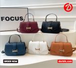 Basaran - Top Handle Faux Leather Flap Crossbody Bag