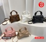 Bow-Style PU Leather Shoulder Bag