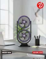 Rechargeable 360 degree dual head desktop fan