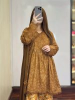 3-Piece Premium Cotton Printed Dress with Plazo Ready To Wear-Yellow