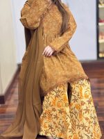 3-Piece Premium Cotton Printed Dress with Plazo Ready To Wear-Yellow - Image 5