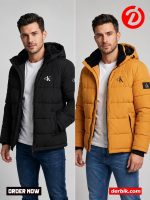CK Insulated Padding Export Jacket(Colour-Black+Masterd Orange) - 1146